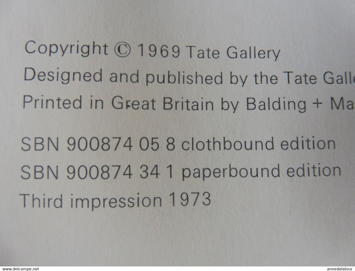 THE TATE GALLERY  (édition 1973 ) - Arte