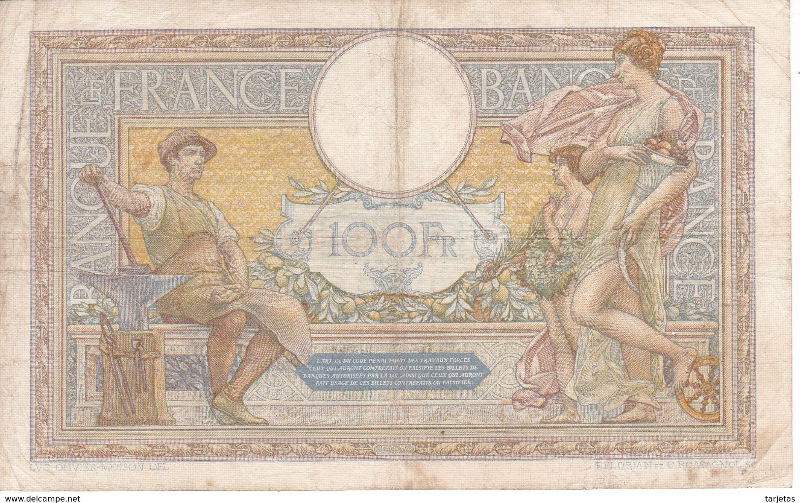 BILLETE DE FRANCIA DE 100 FRANCS DEL 1-3-1934 LUC OLIVIER MERSON  (BANKNOTE) - 100 F 1908-1939 ''Luc Olivier Merson''