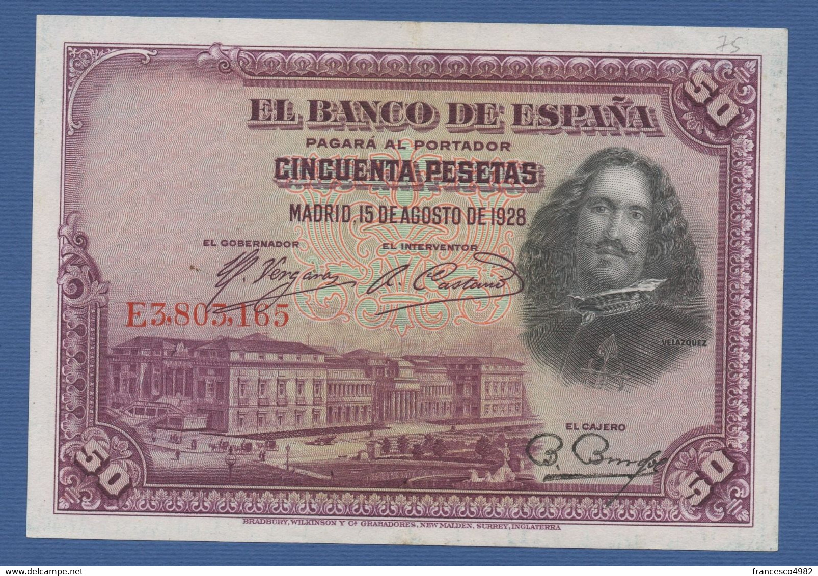 SPAIN - P. 75b – 50 PESETAS 1928 - XF Prefix E - Other & Unclassified