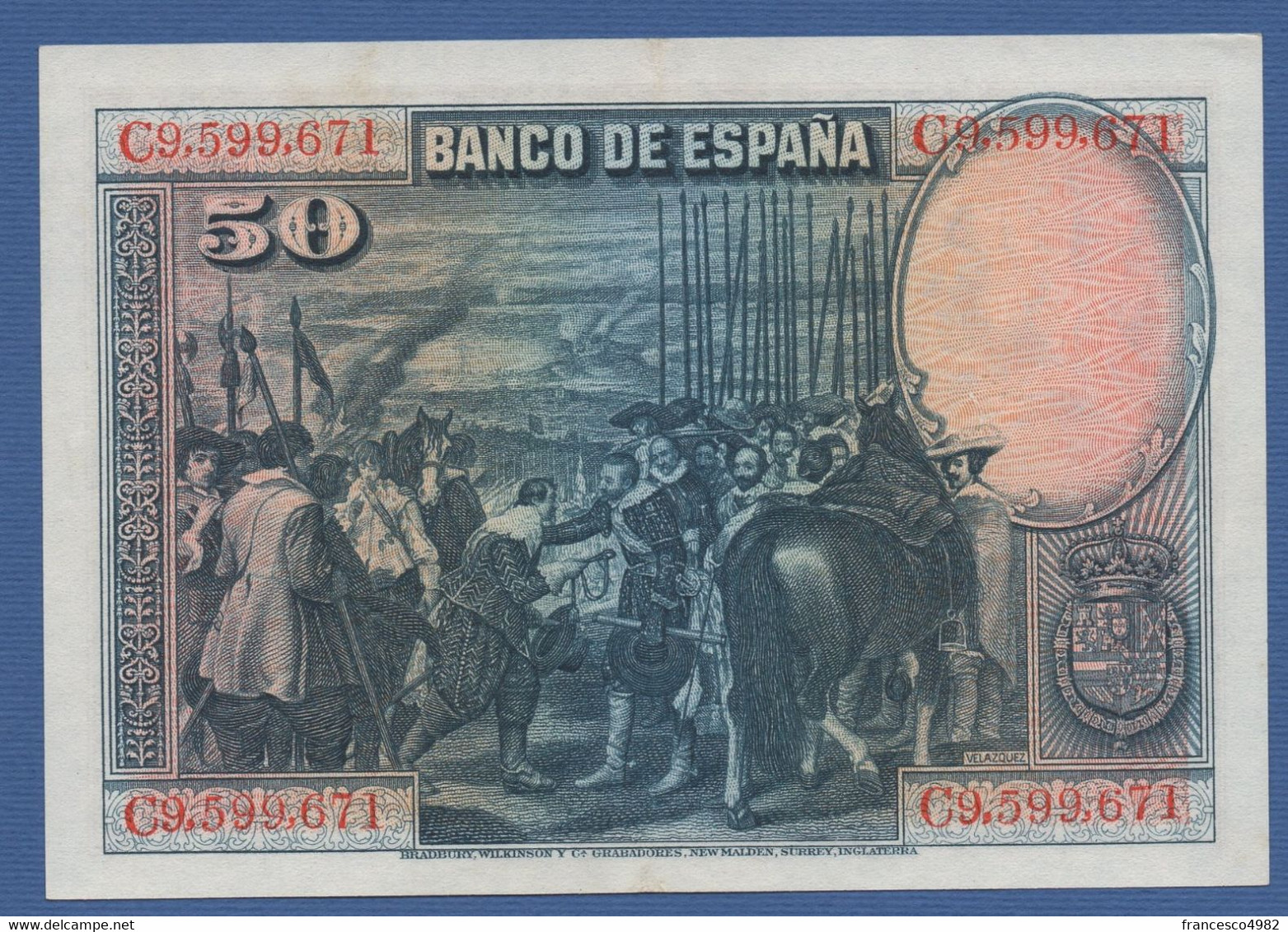 SPAIN - P. 75b – 50 PESETAS 1928 - XF/AU Prefix C - Other & Unclassified