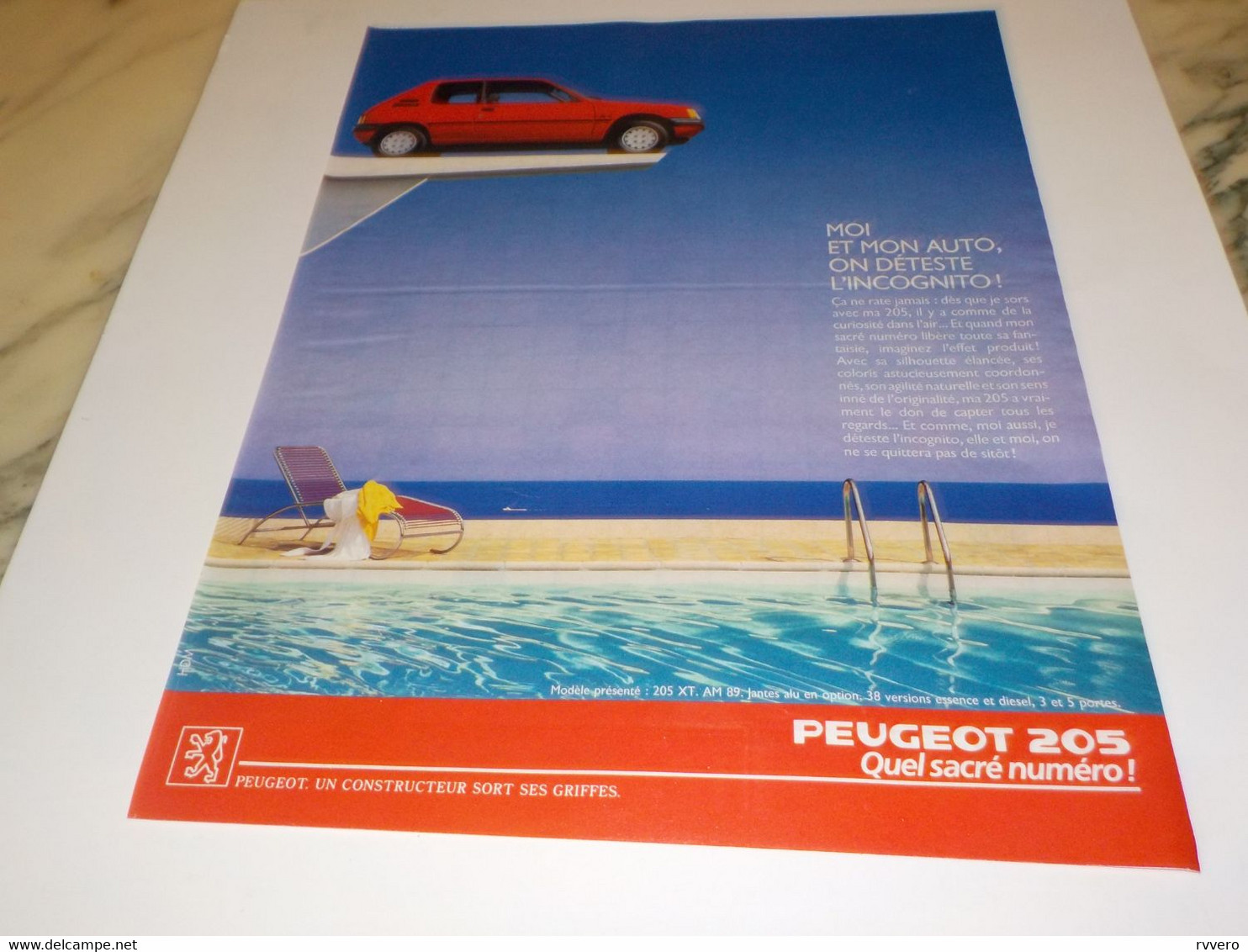 ANCIENNE   PUBLICITE VOITURE 205   DE PEUGEOT 1988 - Automobili