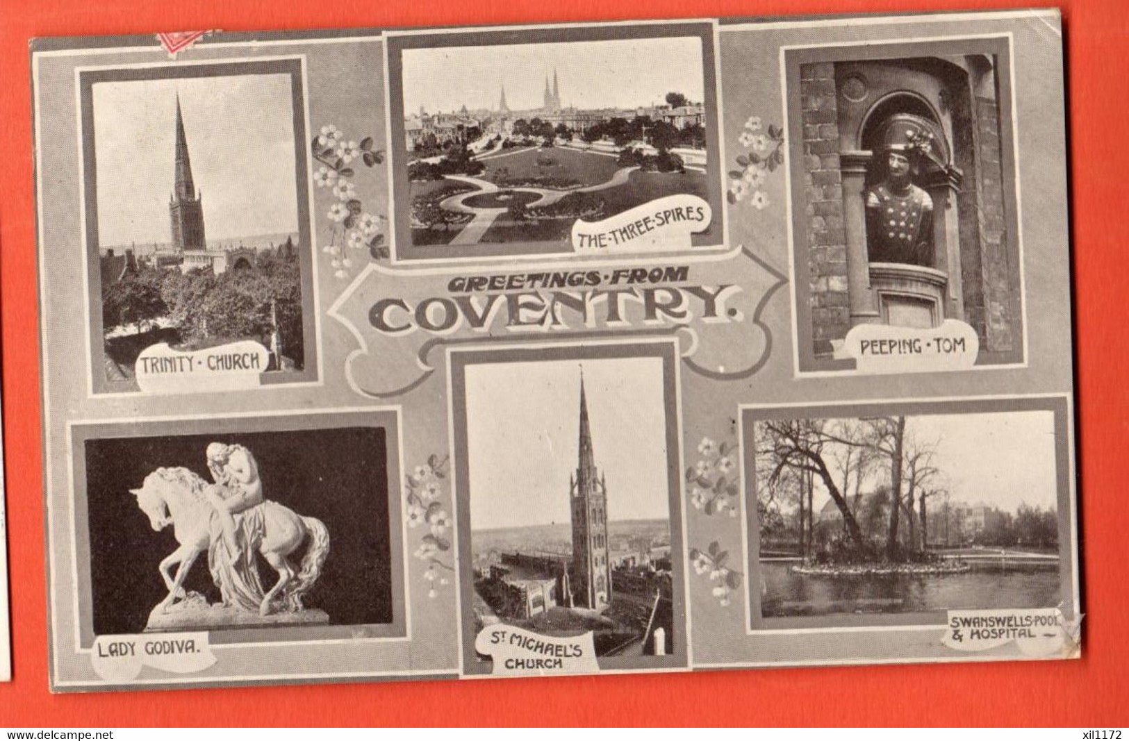 ZOH-08  Coventry  Multiviews. Used 1908 To Geneva. Silvotype Card. - Coventry
