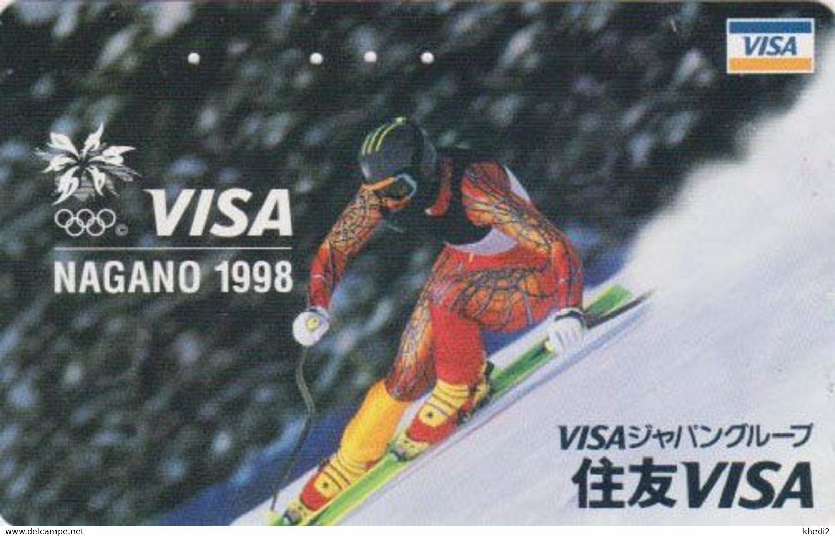 TC JAPON / 110-016 - JEUX OLYMPIQUES NAGANO - Sport SKI ** VISA ** - OLYMPIC GAMES JAPAN Phonecard - Olympische Spelen