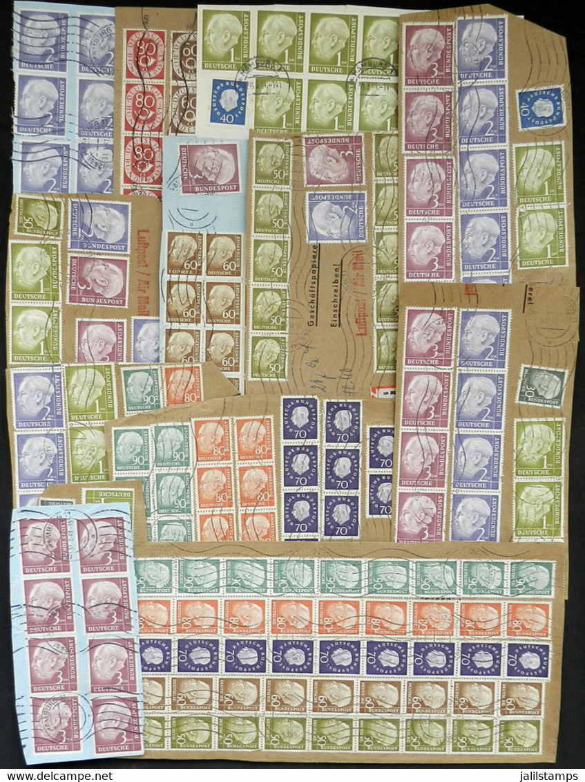 WEST GERMANY: LARGE POSTAGES: Lot Of Fragments Of Covers With Important Postages, Very Interesting And In General Of Ver - Otros & Sin Clasificación