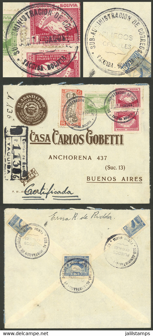 BOLIVIA: Circa 1950, Registered Cover Sent From Yacuiba To Buenos Aires, On Front It Bears 3.70BS. Postage Cancelled "YA - Bolivia