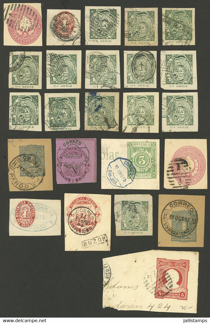 URUGUAY: POSTMARKS: Lot Of Old Cut Squares With Good Cancels, Very Attractive Group! - Uruguay