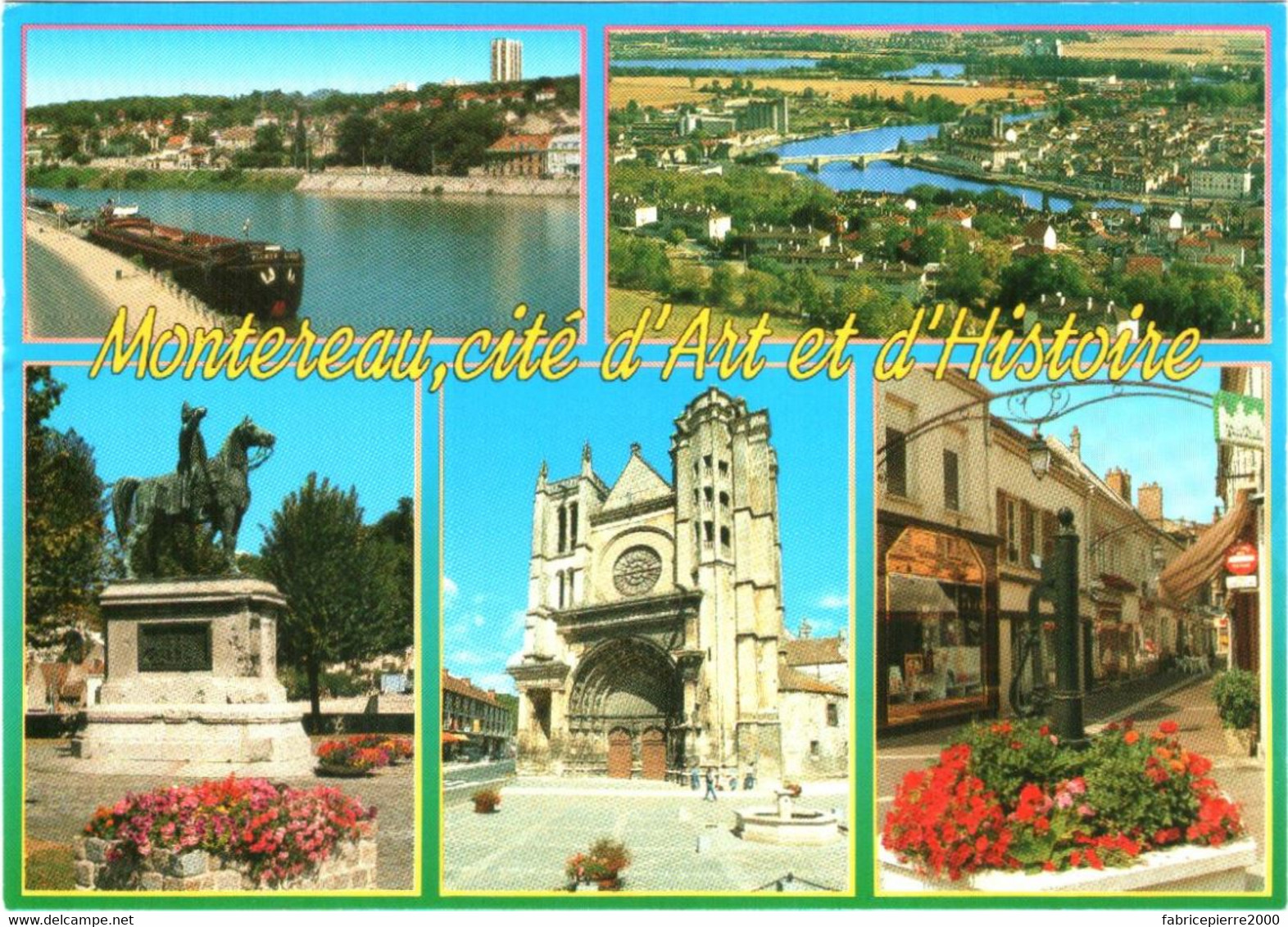 CPM 77 (Seine-et-Marne) Montereau-Fault-Yonne - Multivues TBE Péniche, Commerces, Statue De Napoléon, Bords De Seine ... - Montereau