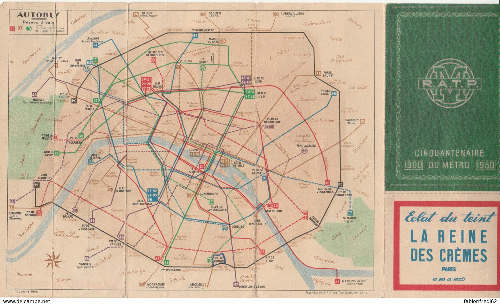 CARTINA METRO PARIGI CINQUANTYENARIO 1950 (HB287 - Dépliants Turistici