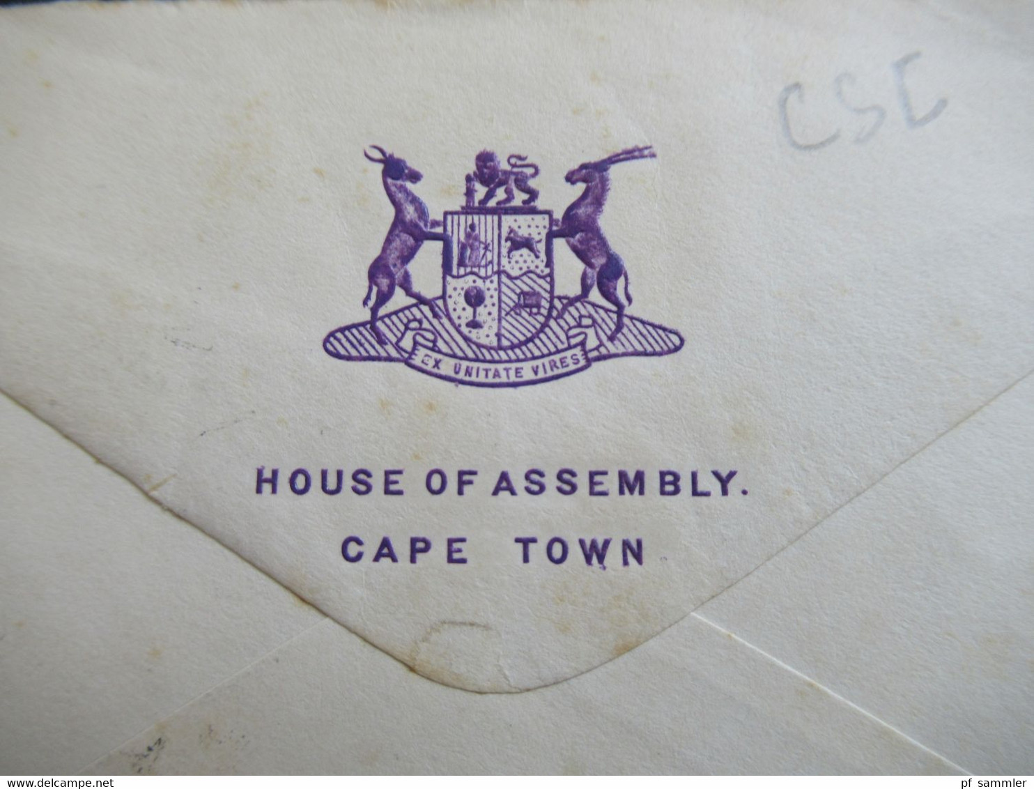 Afrika / Süd - Afrika 1950er Jahre Stempel House Of Assembly Cape Town Official Free Volksraad / Houses Of Parliament - Lettres & Documents