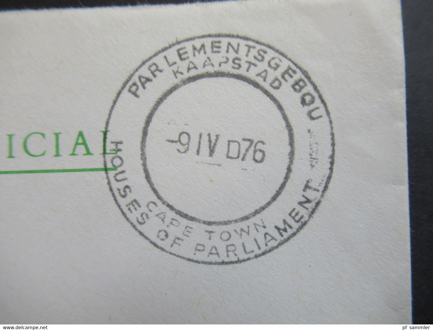 RSA / Süd - Afrika 1976 Amptelik Official Houses Of Parliament Cape Town Signature Of Member / Constituency Klerksdorp - Storia Postale