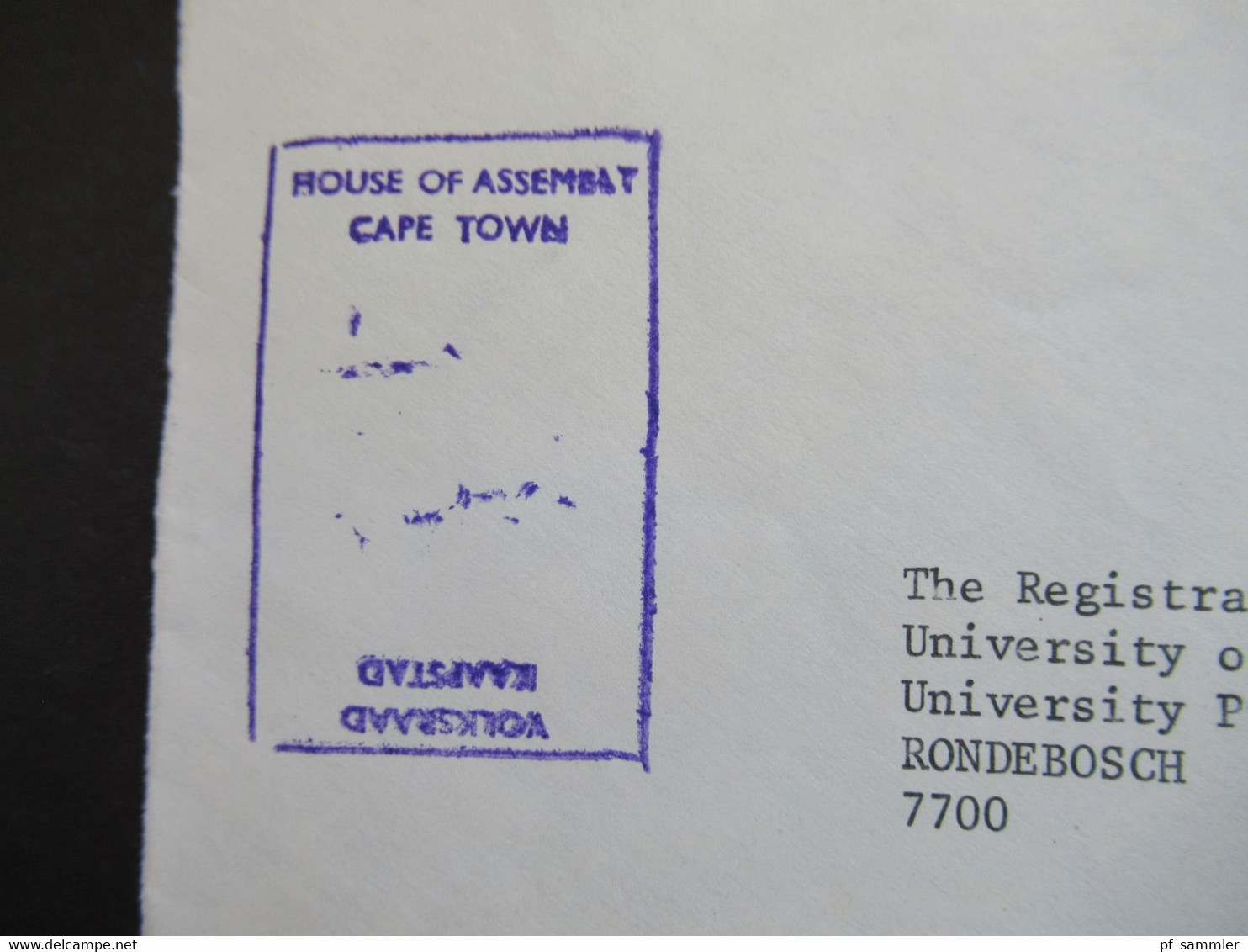 RSA / Süd - Afrika 1977 House Of Assembly Cape Town Volksraad Kaapstad Umschlag Library Of Parliament - Covers & Documents