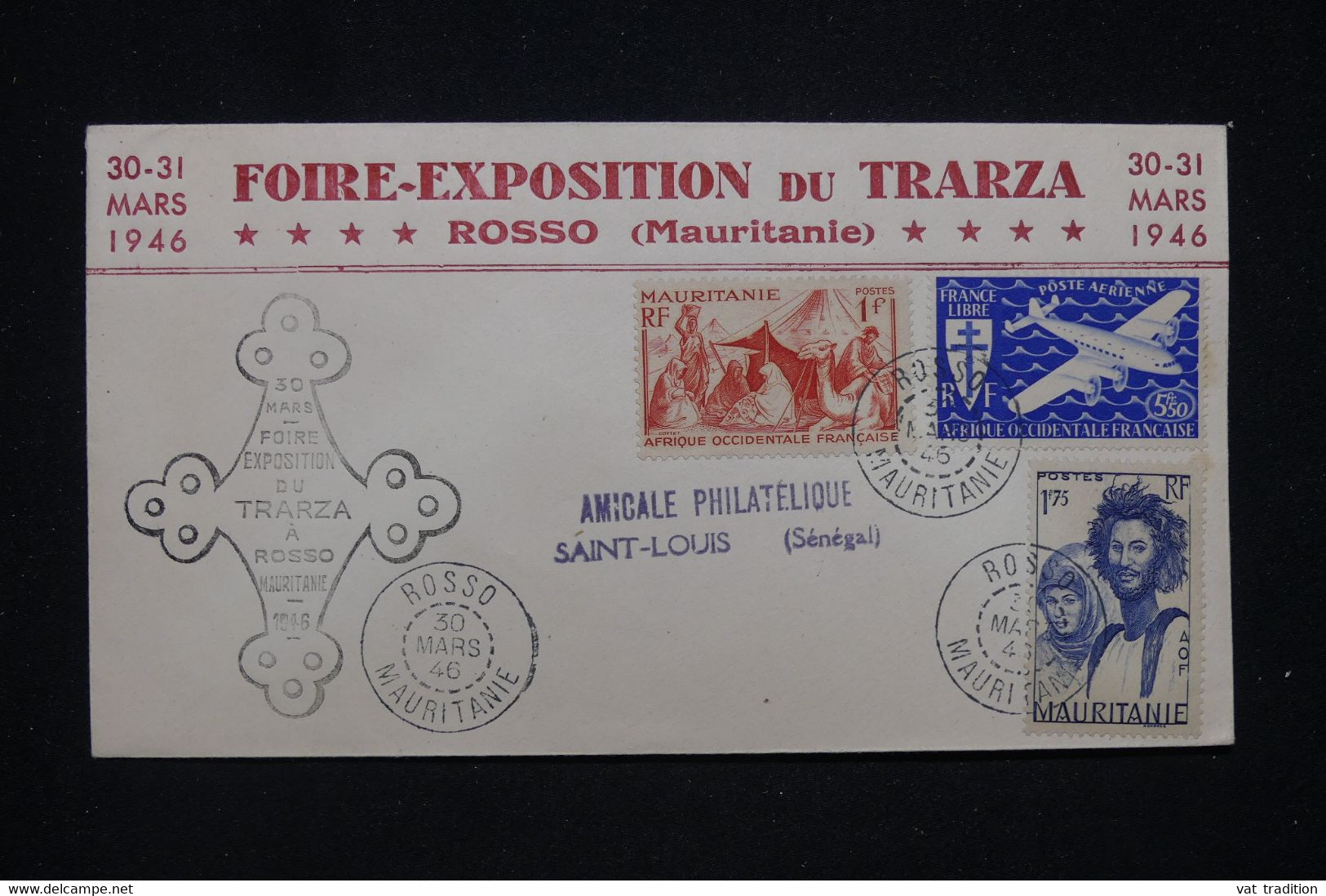 MAURITANIE - Enveloppe De La Foire Exposition Du Trarza à Rosso En 1946 Pour St Louis - L 97781 - Brieven En Documenten