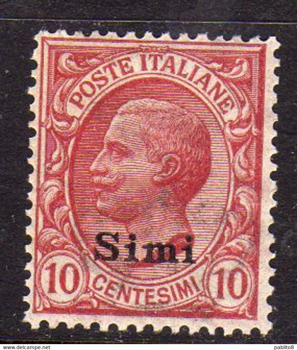 COLONIE ITALIANE DELL'EGEO 1912 SIMI SOPRASTAMPATO D'ITALIA ITALY OVERPRINTED CENT. 10c MNH BEN CENTRATO - Egeo (Simi)