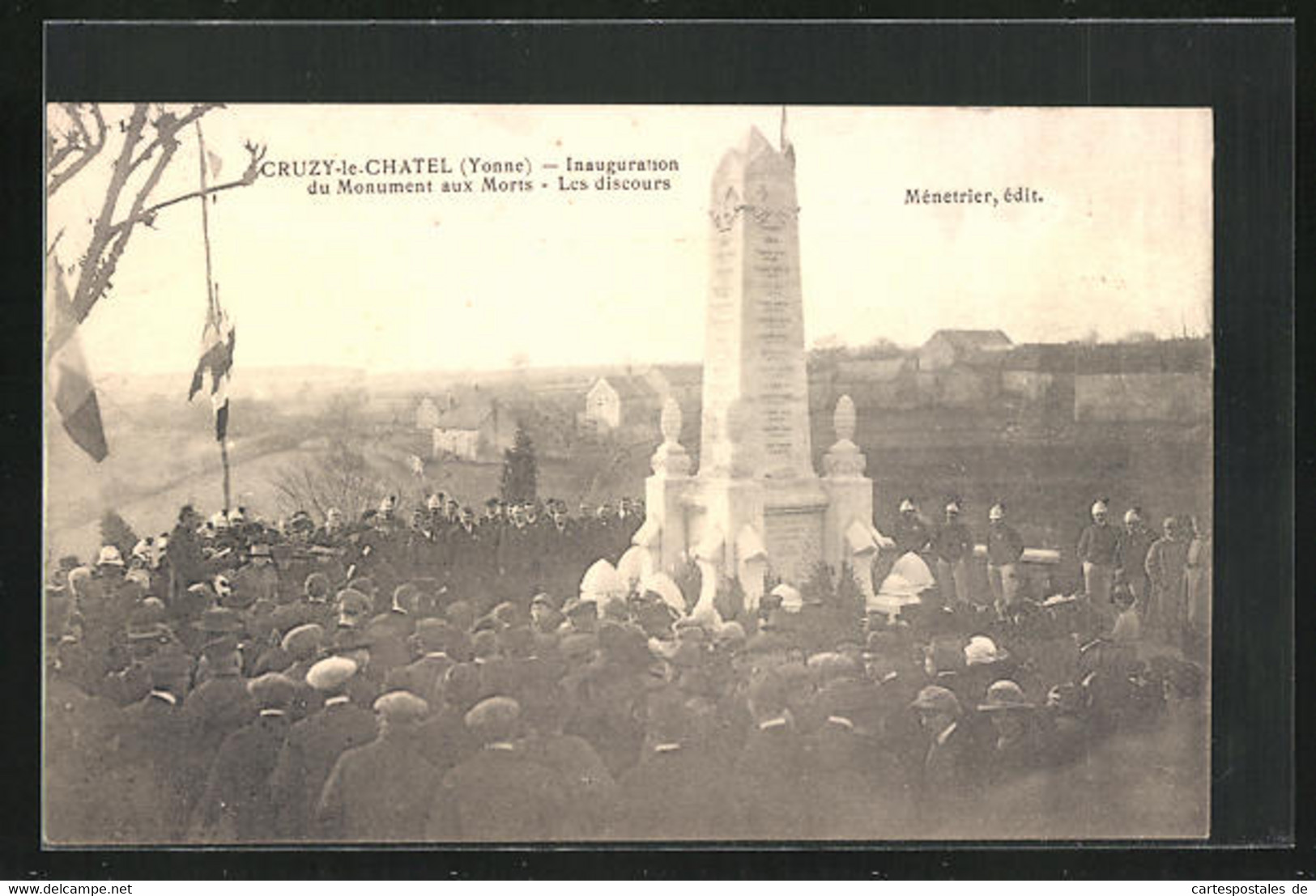 CPA Cruzy-le-Chatel, Inauguration Du Monument Aux Morts, Les Discours - Cruzy Le Chatel