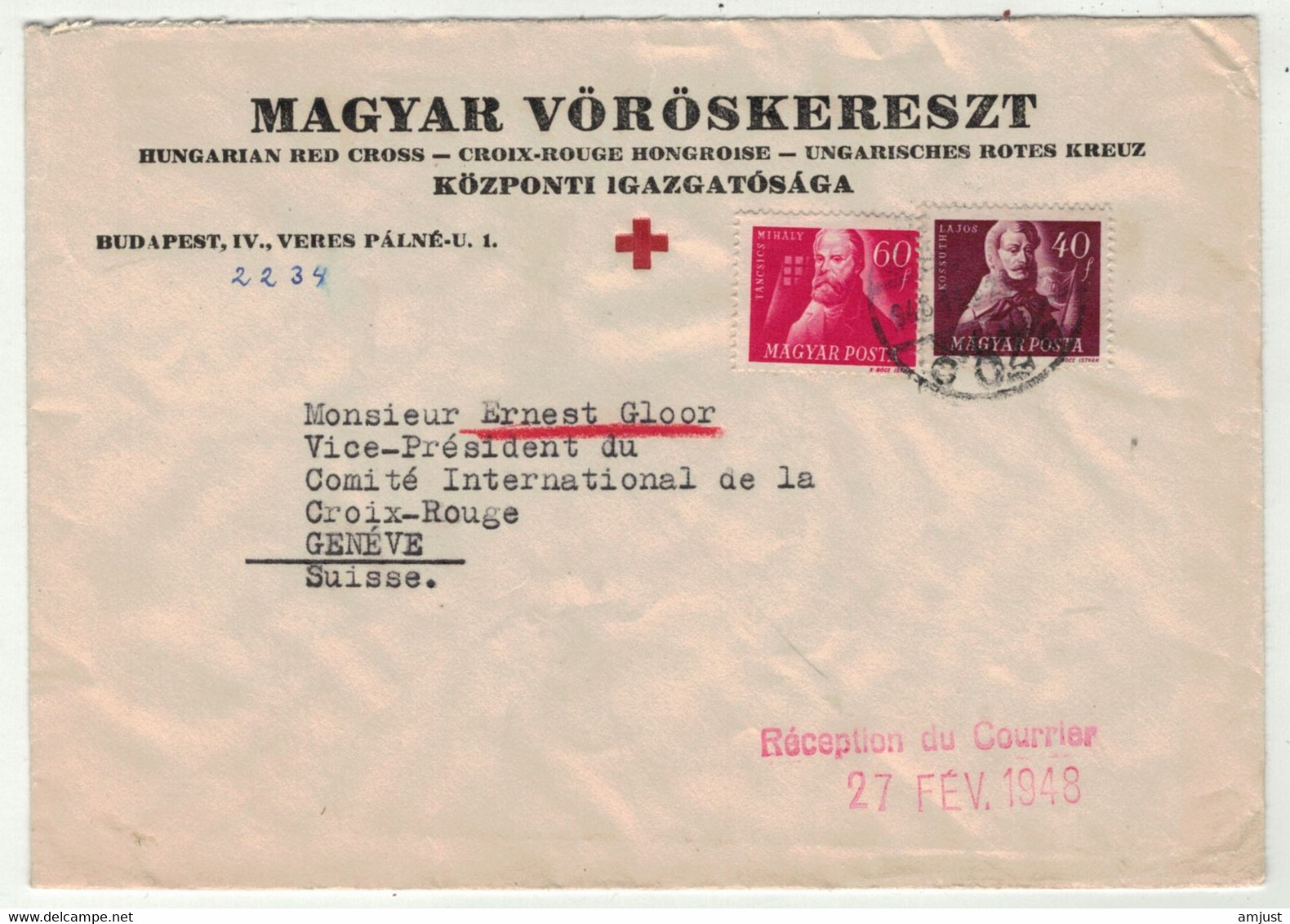 Hongrie // Lettre De La Croix-Rouge Pour La Suisse - Briefe U. Dokumente