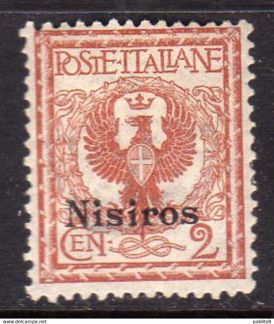 COLONIE ITALIANE EGEO 1912 NISIRO (NISIROS) SOPRASTAMPATO D'ITALIA ITALY OVERPRINTED CENT 2c MNH BEN CENTRATO - Egée (Nisiro)