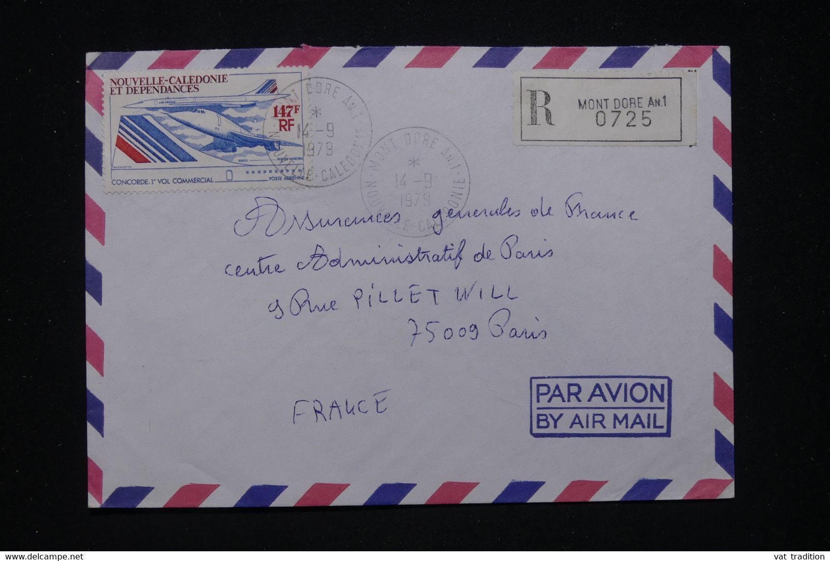 NOUVELLE CALÉDONIE - Enveloppe En Recommandé De Mont Dore Pour Paris En 1979, Affranchissement Concorde - L 97828 - Briefe U. Dokumente
