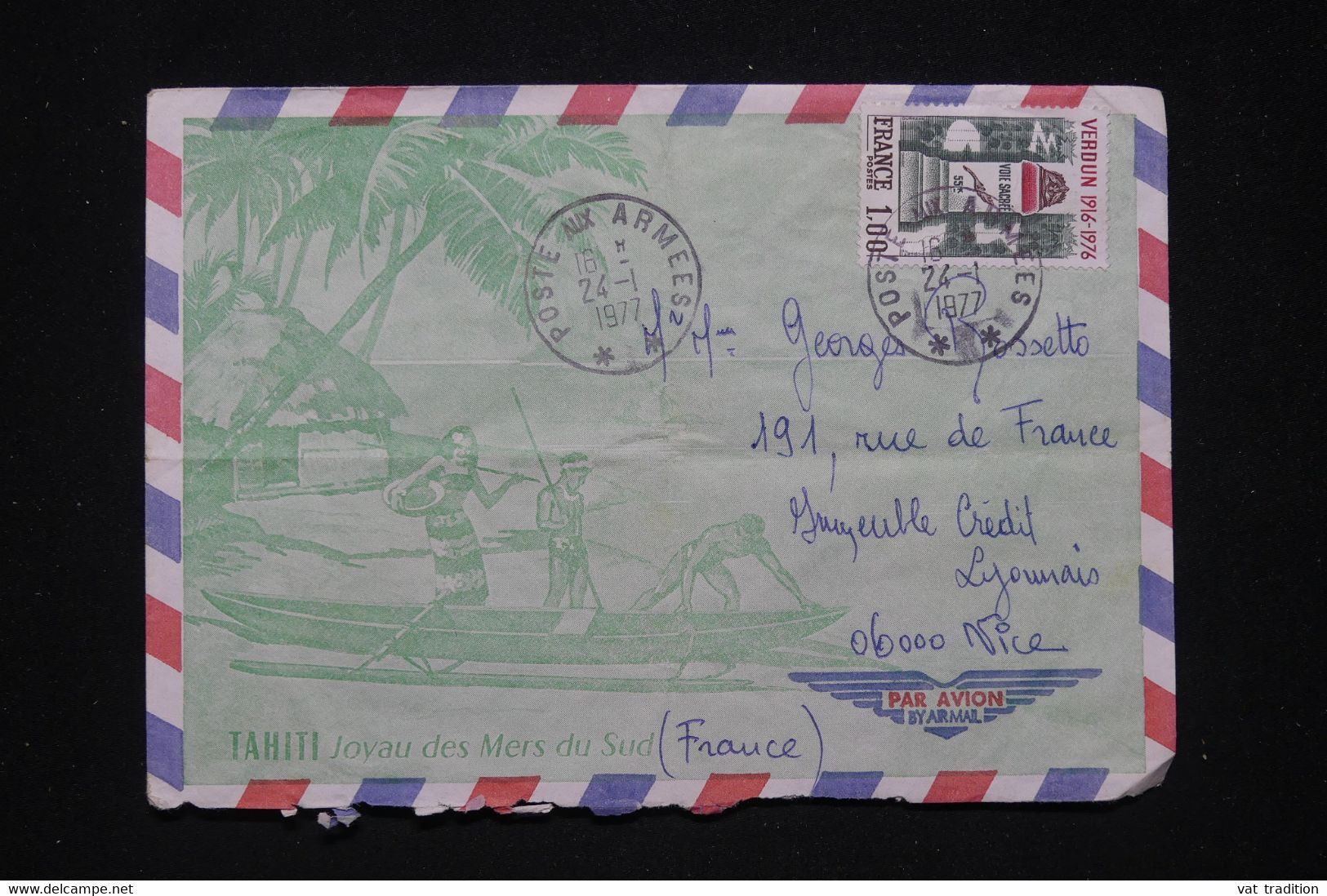 POLYNÉSIE - Enveloppe De Soldat Pour La France En 1977 Par Avion - L 97830 - Cartas & Documentos