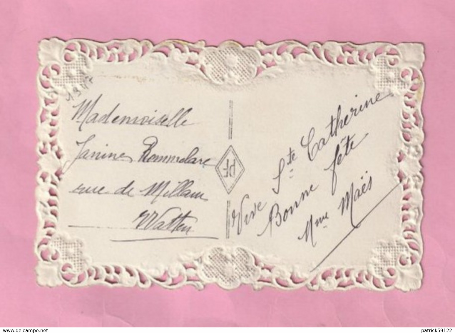 SAINTE / STE CATHERINE - COUPLE AMOUREUX - CARTE FINEMENT DENTELEE   PF / P F EDITEUR - Sint Catharina