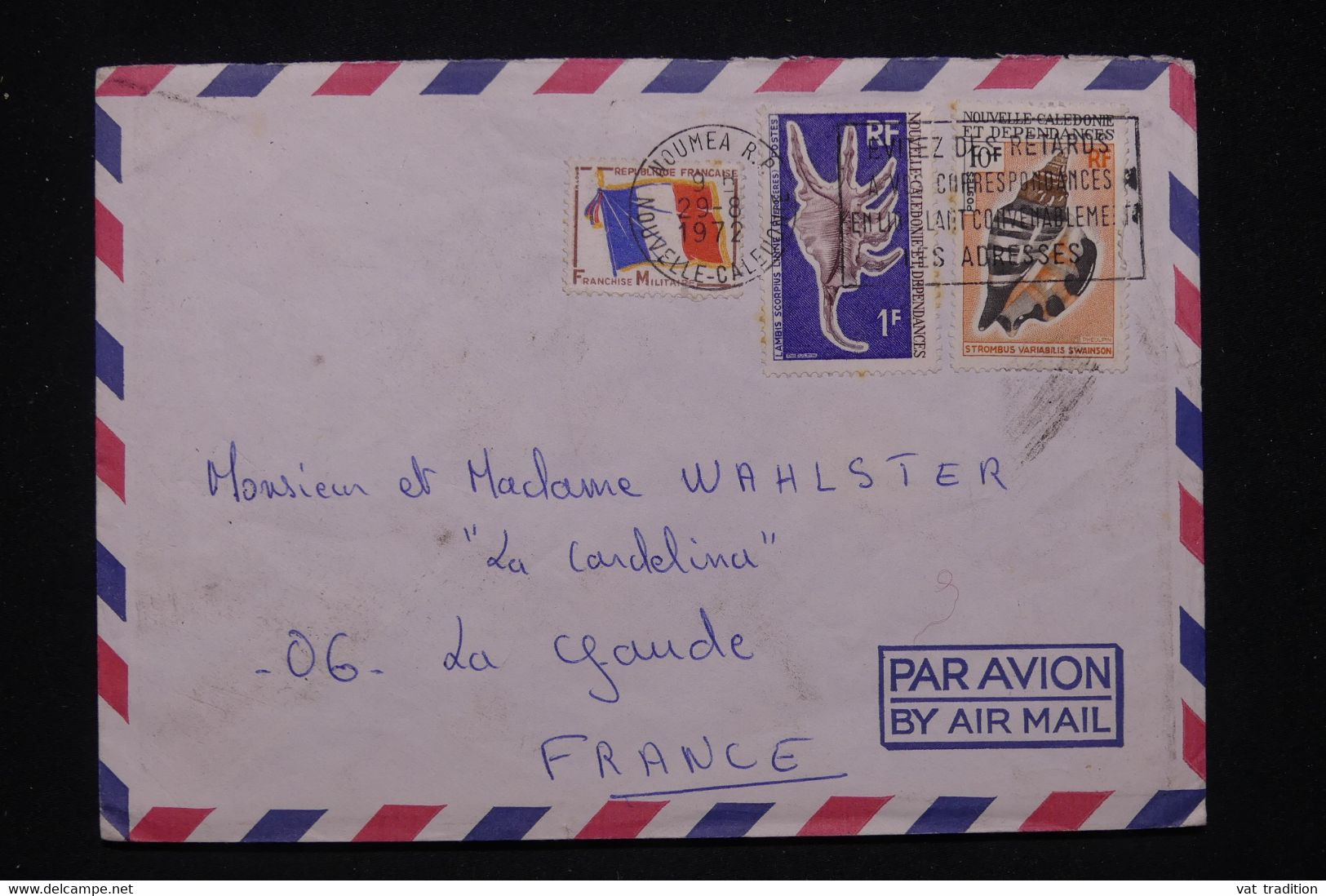 NOUVELLE CALÉDONIE - Enveloppe D'un Parachutiste De Nouméa Pour La France En 1972, Affr. FM /Coquillages - L 97849 - Briefe U. Dokumente