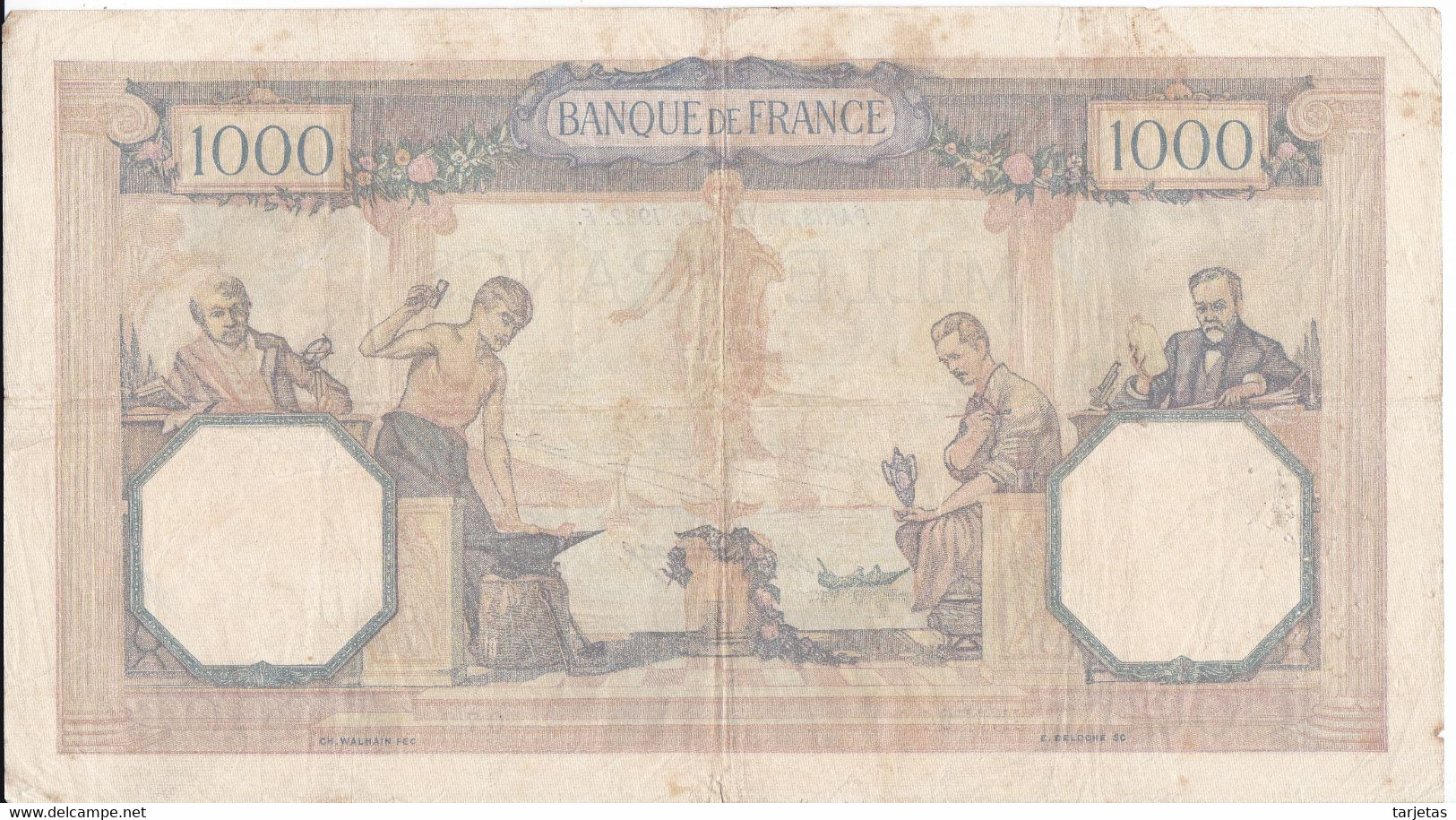 BILLETE DE FRANCIA DE 1000 FRANCS DEL 17-3-1932  (BANKNOTE) CERES E MERCURE - 1 000 F 1927-1940 ''Cérès E Mercure''