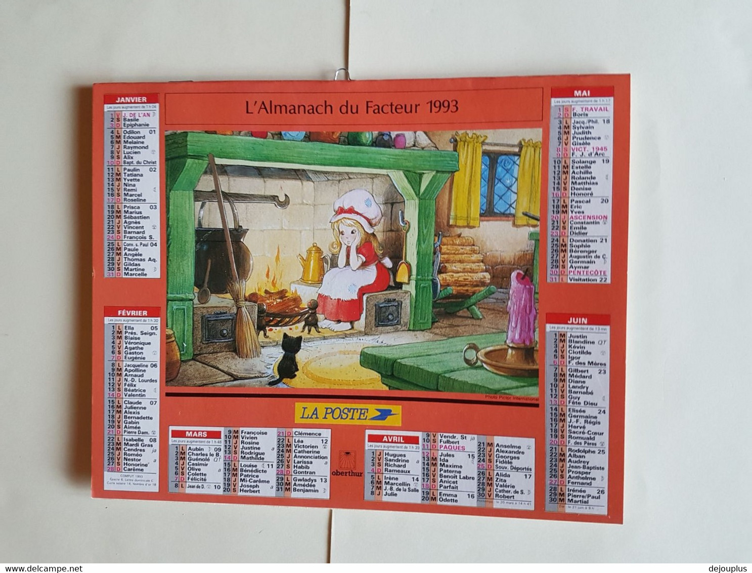 CALENDRIER   OBERTHUR  1993    COMTES    DEPT  17 - Grand Format : 1991-00