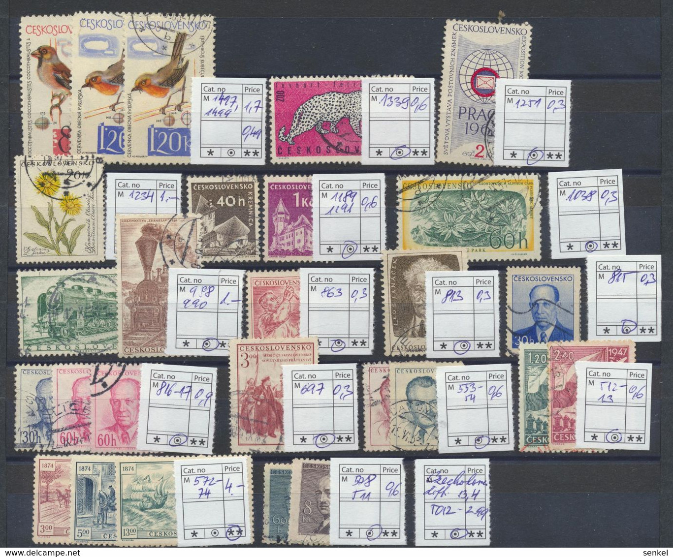 5012 Czechoslovakia Tschechoslowakia Set Of Different Stamps Birds Fauna Railway Etc - Otros & Sin Clasificación