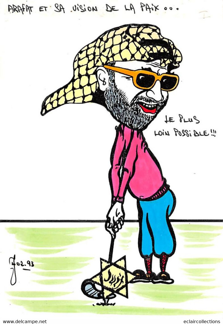 Sport:   Golf        Satyrique Politique. Yasser Arafat Et Sa Vision De La Paix  Illustré. Tirage 6/24    (voir Scan) - Golf