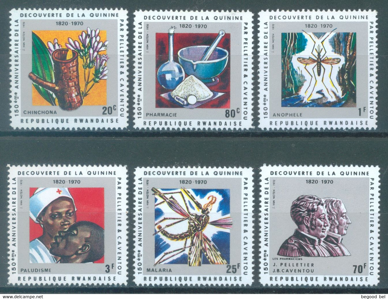 REPUBLIQUE RWANDAISE - 1970 - MNH/*** - DECOUVERTE DE LA QUININE - COB 378-383 Yv 378-383 - Lot 23455 - Nuevos