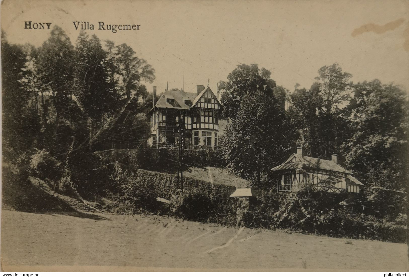 Hony (Esneux) Villa Rugemer 1921 Kaart Vlek En Strepen - Esneux