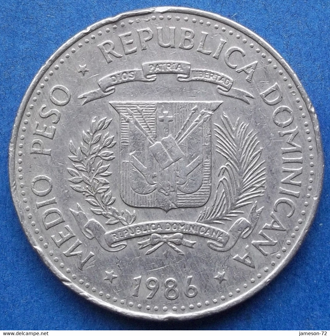 DOMINICAN REPUBLIC - 1/2 Peso 1986 "human Rights" KM# 62.2 - Edelweiss Coins - Dominikanische Rep.