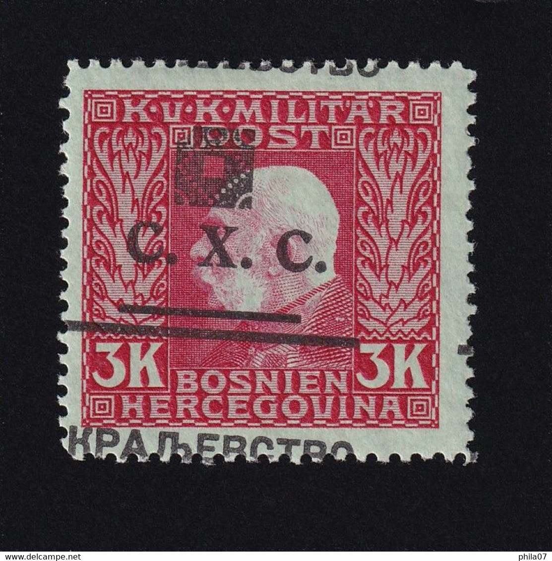 Bosnia And Herzegovina SHS, Yugoslavia - Franz Josef, 3 Krune, Shift Of Overprint, MH - Bosnie-Herzegovine