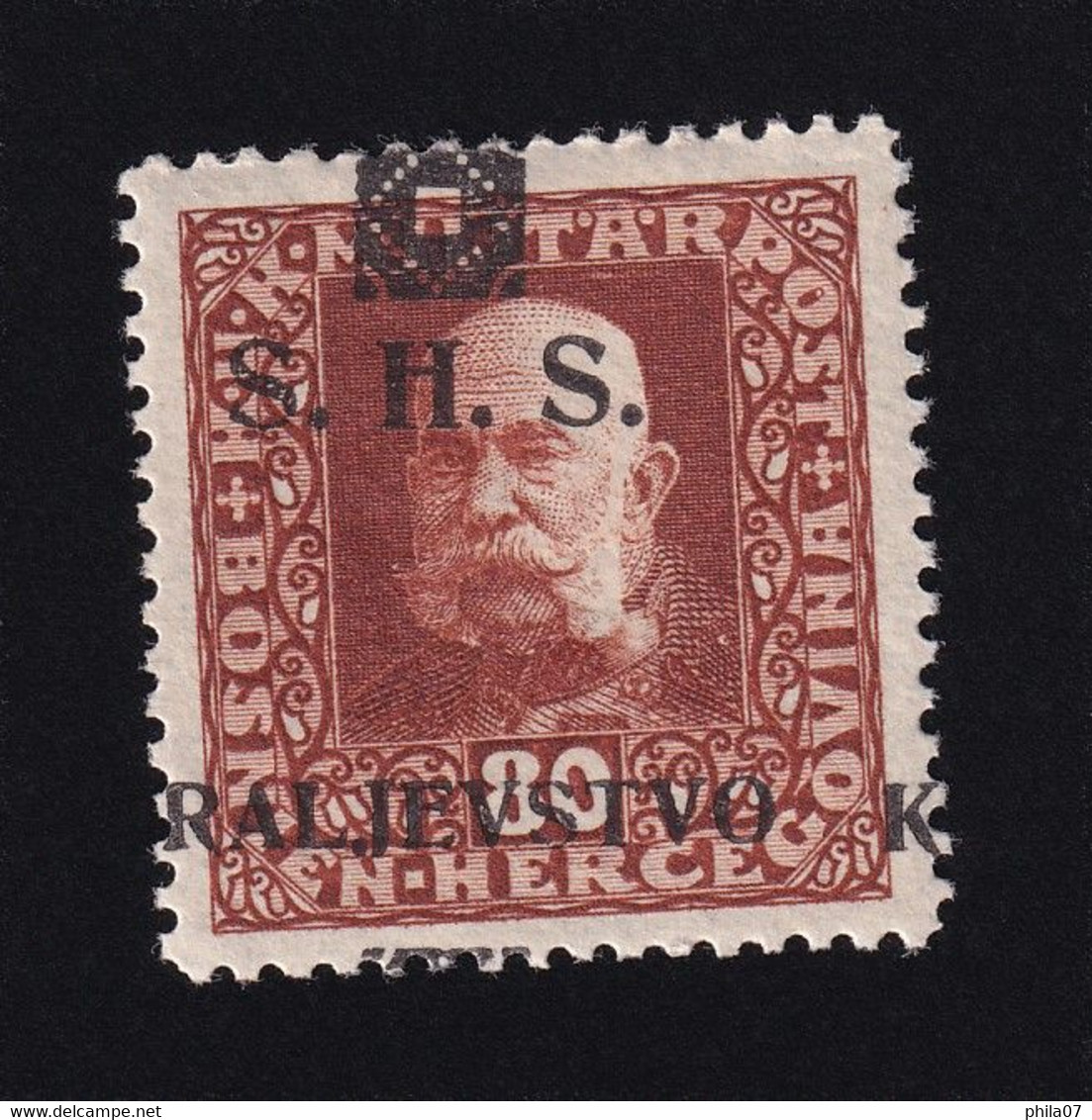 Bosnia And Herzegovina SHS, Yugoslavia - Franz Josef, 80 Heller, Shift Of Overprint, MH - Bosnia Erzegovina