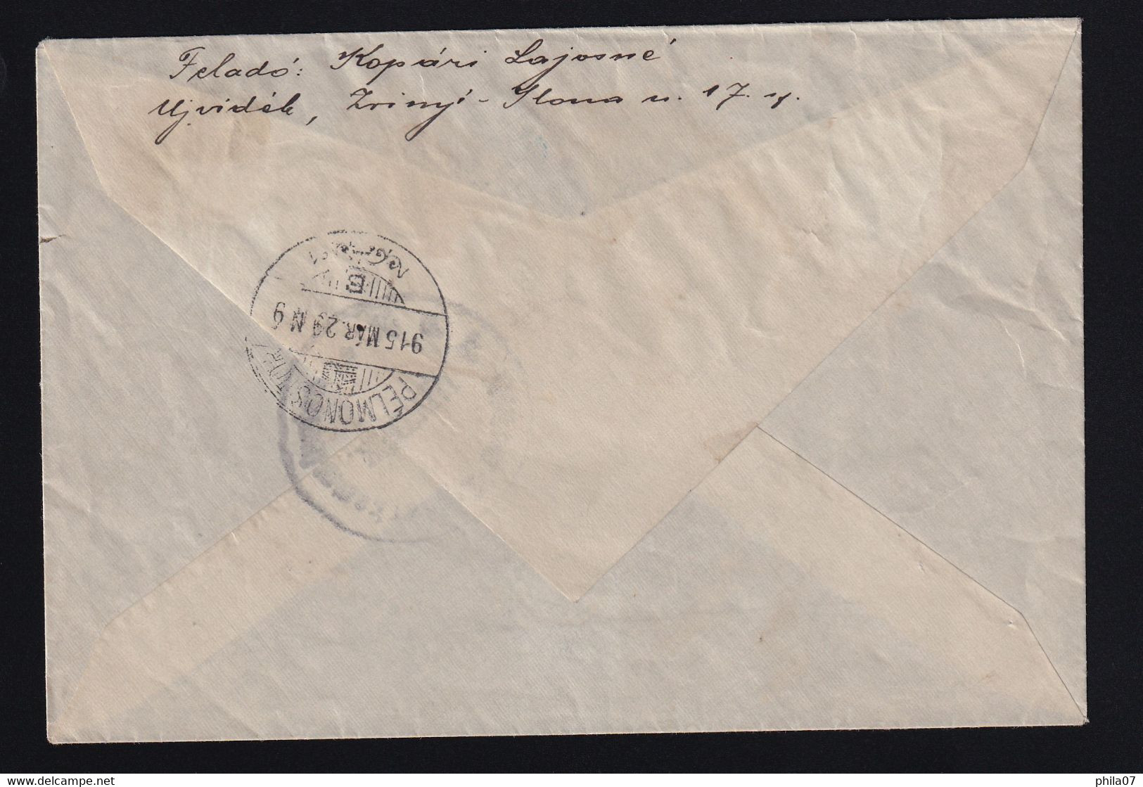 Hungary, Croatia - Letter Sent By Registered And Express Mail From Novi Sad To Beli Manastir (Pelmonostor) 27.03. 1915. - Briefe U. Dokumente