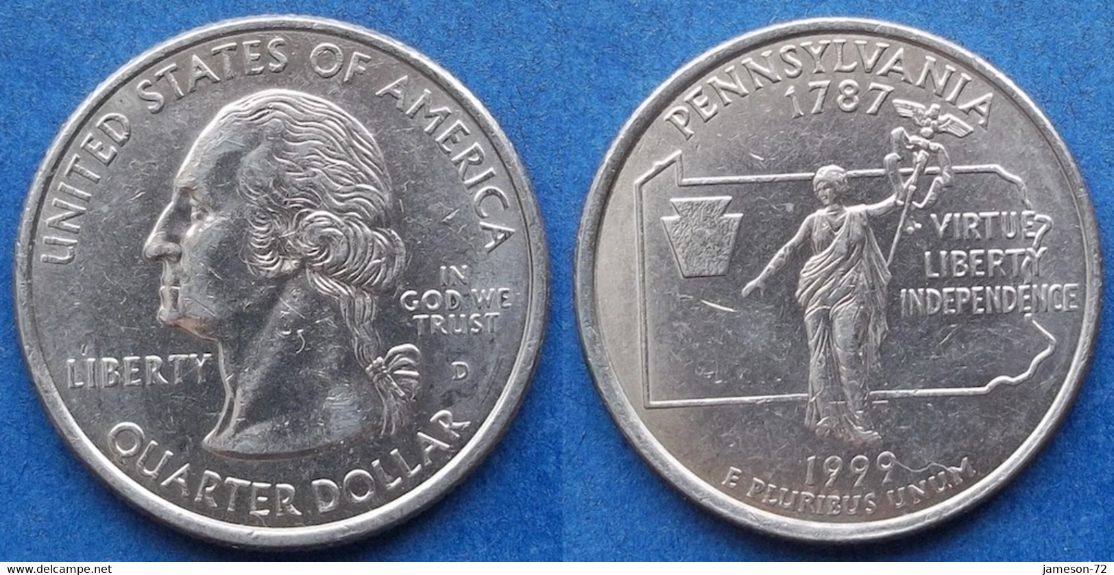 USA - Quarter Dollar 1999 D "Pennsylvania" KM# 294 - Edelweiss Coins - 1999-2009: State Quarters