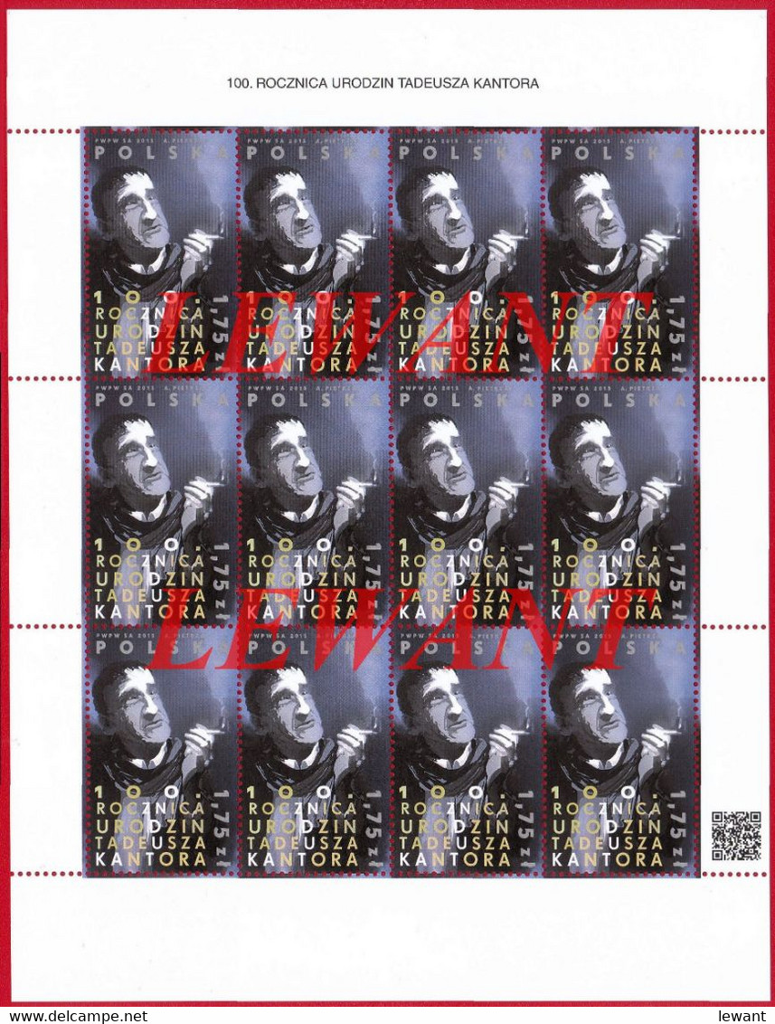 2015.04.03. 100th Anniversary Of The Birth Of Tadeusz Kantor - MNH Sheet - Nuovi