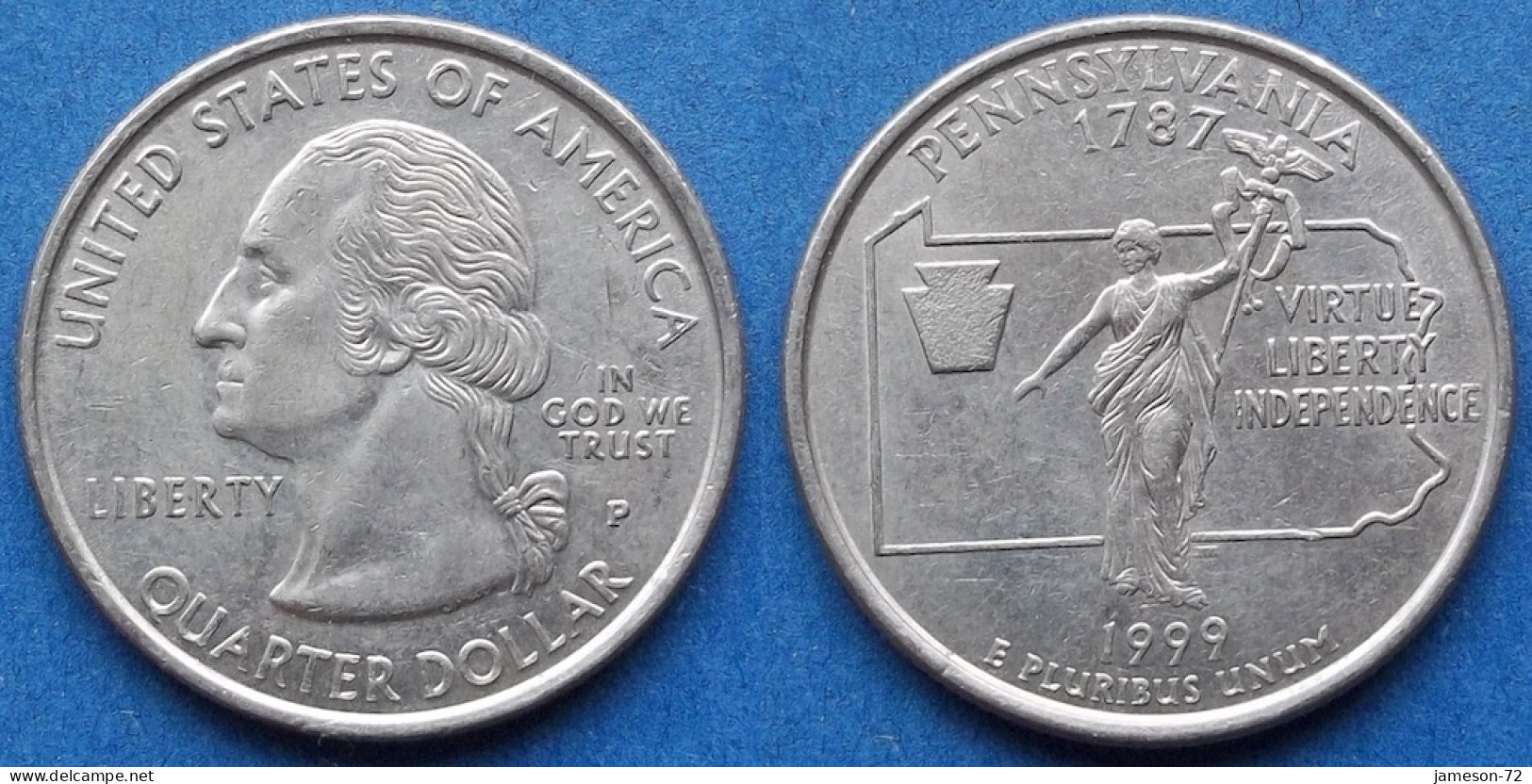 USA - Quarter Dollar 1999 P "Pennsylvania" KM# 294 - Edelweiss Coins - 1999-2009: State Quarters