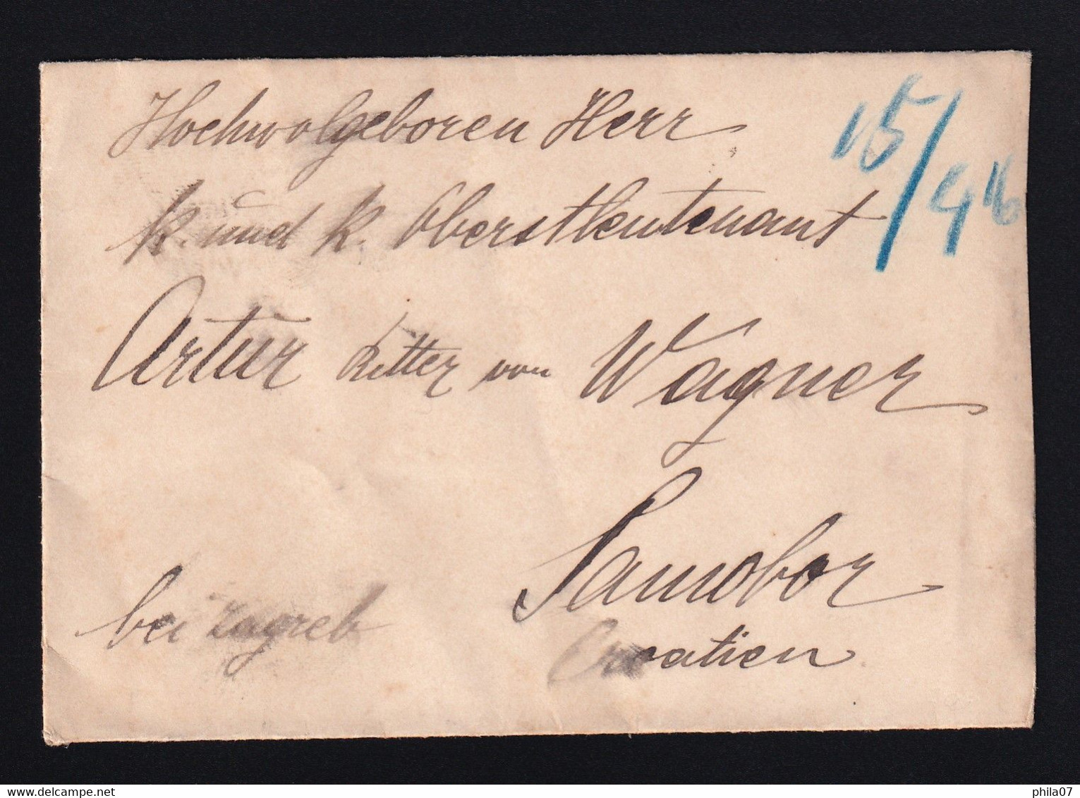 Austria - Small Size Letter Sent From Wien To Samobor To The Knight Wagner. Interesting Franking On The Back. Good Quali - Autres & Non Classés