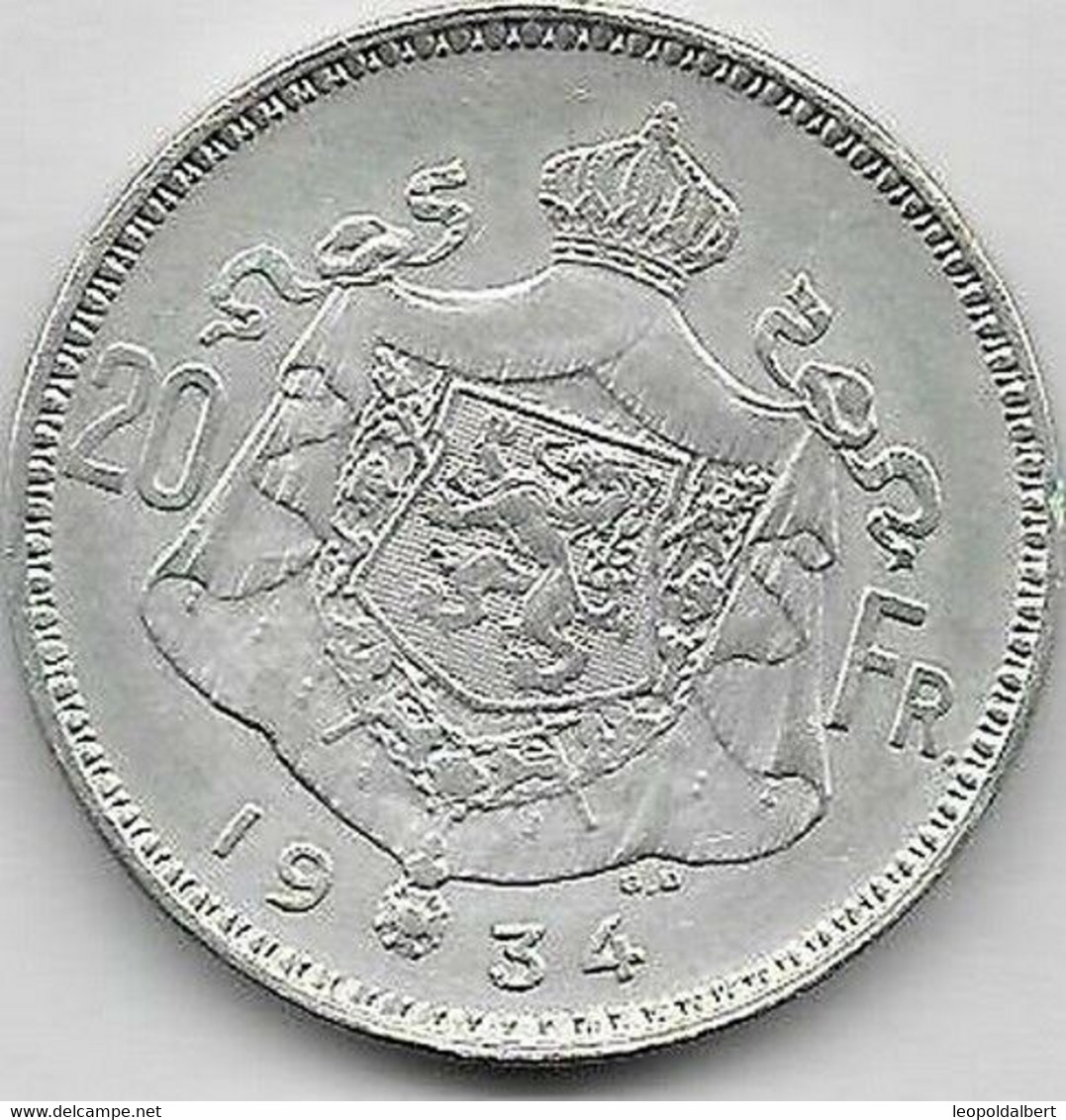 20 Francs Argent 1934 FL Pos B - 20 Francs & 4 Belgas