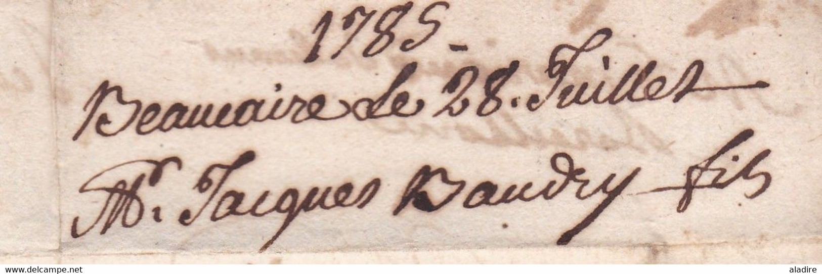 1785 -  Marque Postale BEAUCAIRE Sur Lettre Avec Correspondance En Français Vers Barcelone Barcelona Catalunya Espana - 1701-1800: Précurseurs XVIII