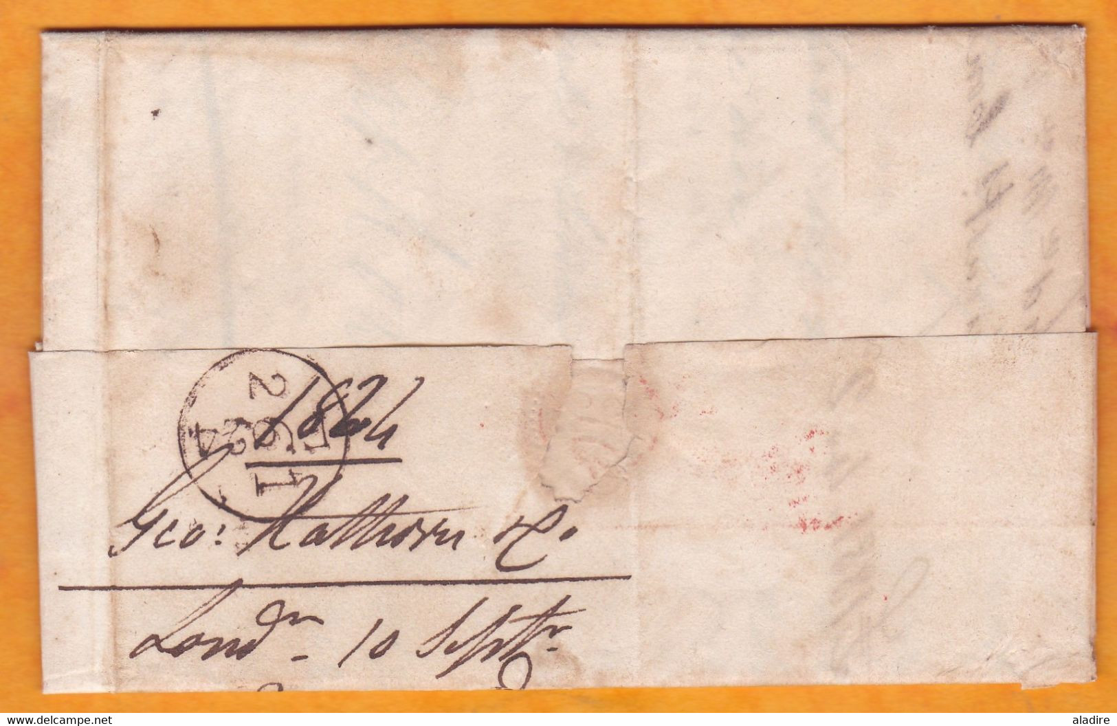 1824 - KGIV -  3 Page Letter With Text In English From London To Xerez Jerez De La Frontera, Andalucia, Espana, Spain - ...-1840 Préphilatélie