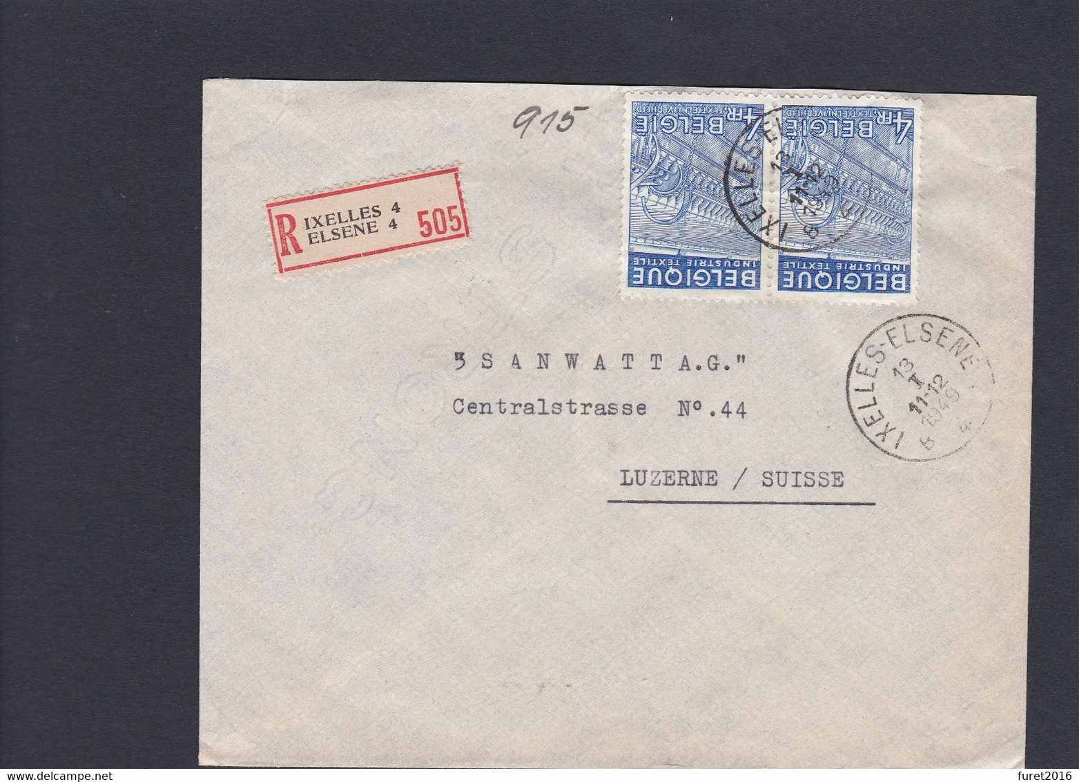 N° 771 Paire / Lettre D Ixelles 4 En Recommande Vers La Suisse Lsc - 1948 Exportación