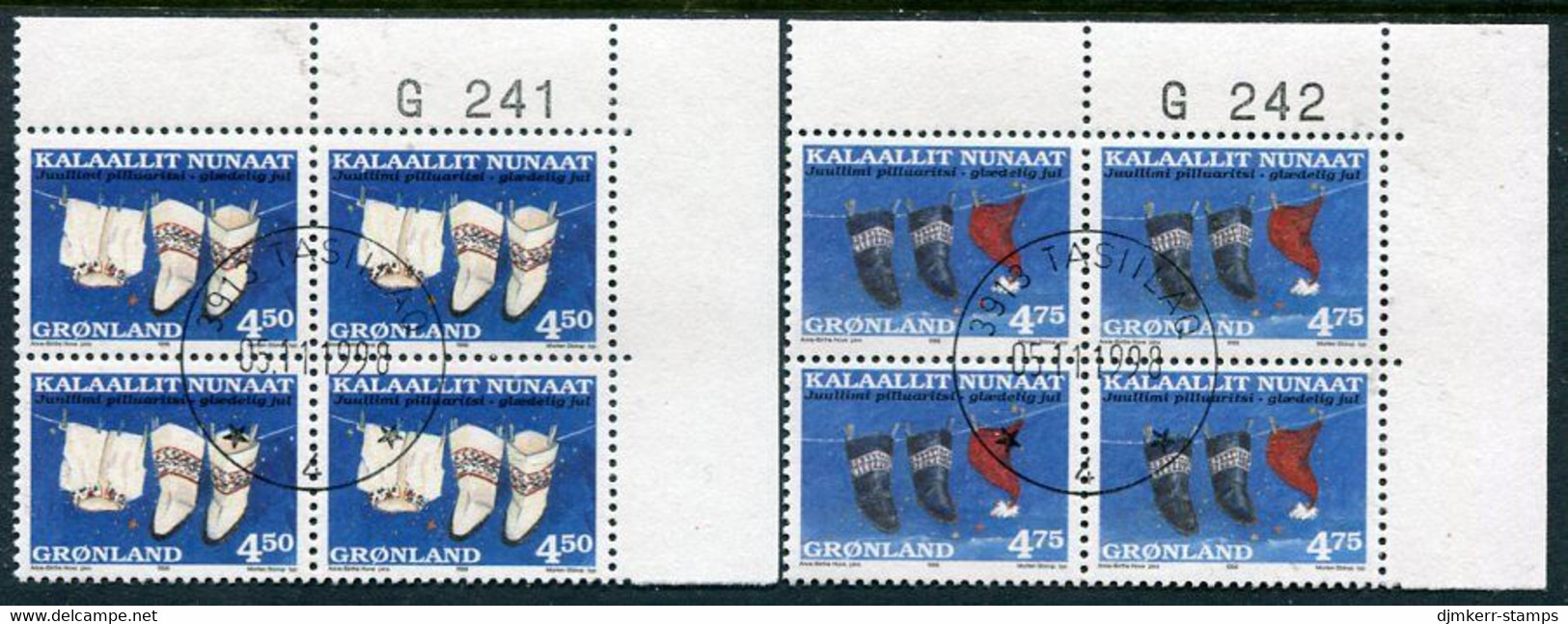 GREENLAND 1998 Christmas Blocks Of 4  Used.  Michel 329y-30y - Oblitérés