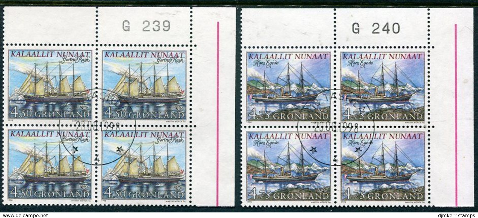 GREENLAND 1998 Nordic Countries: Sailing Ships Blocks Of 4 Used.  Michel 327-28 - Oblitérés