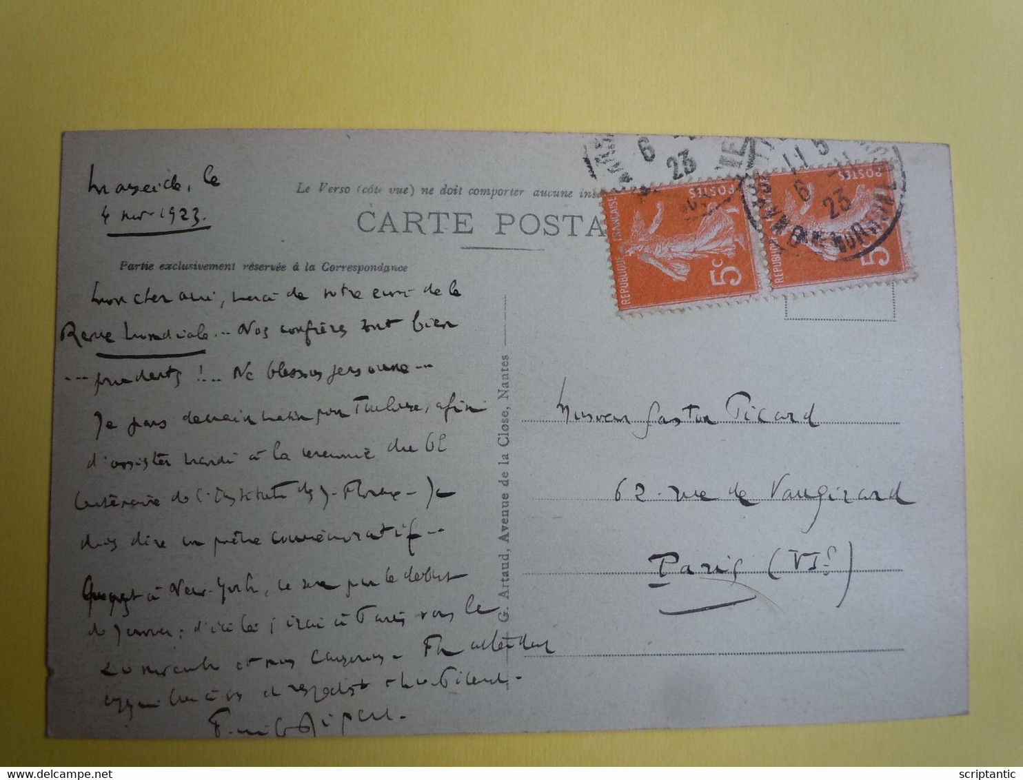 Carte Postale Autographe Emile RIPERT (1882-1948) Poète FELIBRE à Gaston PICARD - Schrijvers