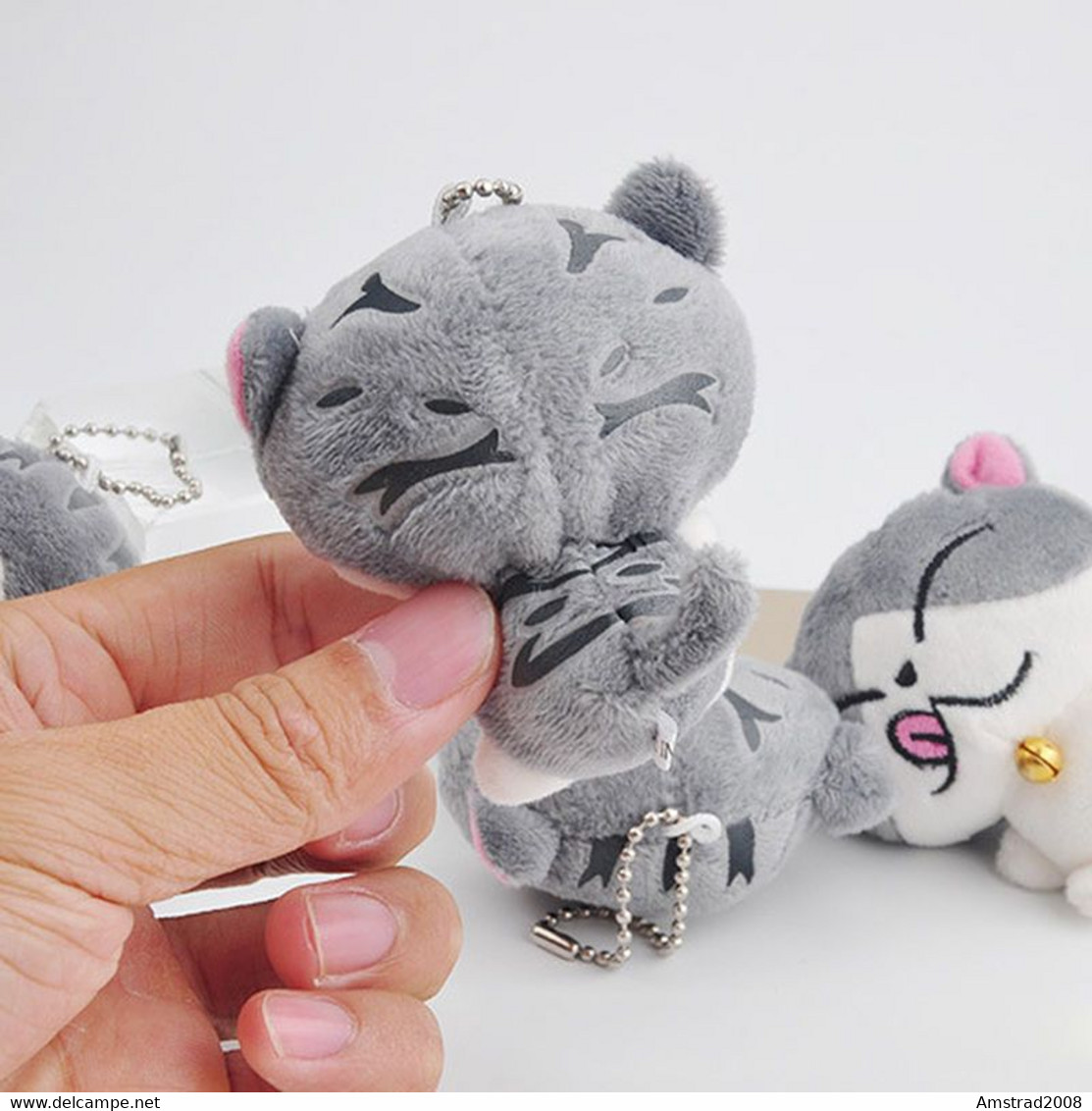 PORTACHIAVI POMPON GATTO MORBIDO ANTISTRESS GRAY GAT KEY-RING B4 - Otros & Sin Clasificación