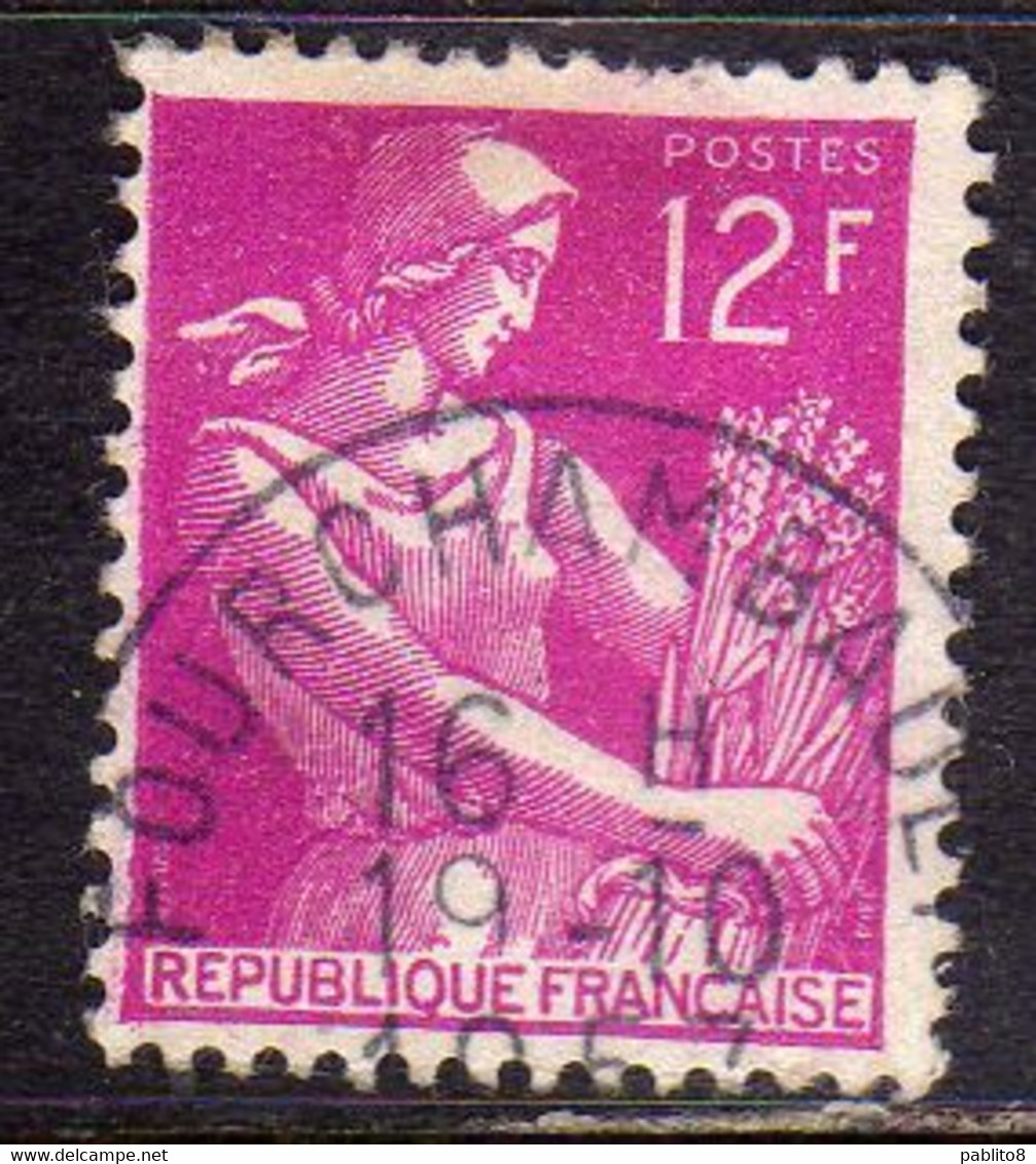 FRANCE FRANCIA 1957 1959 MIETITRICE MOISSONNEUSE 12f OBLITERE' USED USATO - 1957-1959 Oogst