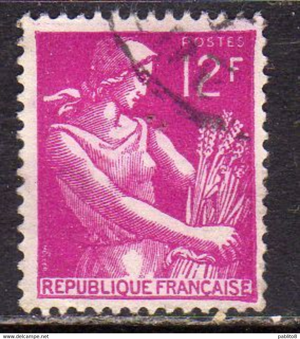 FRANCE FRANCIA 1957 1959 MIETITRICE MOISSONNEUSE 12f OBLITERE' USED USATO - 1957-1959 Mietitrice