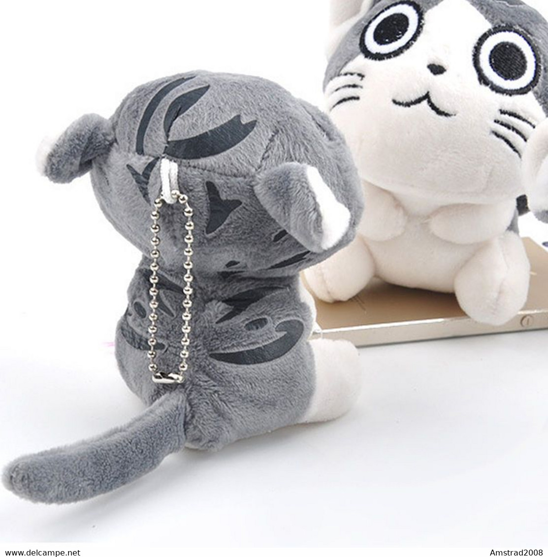 PORTACHIAVI POMPON GATTO MORBIDO ANTISTRESS GRAY GAT KEY-RING B4 - Andere & Zonder Classificatie