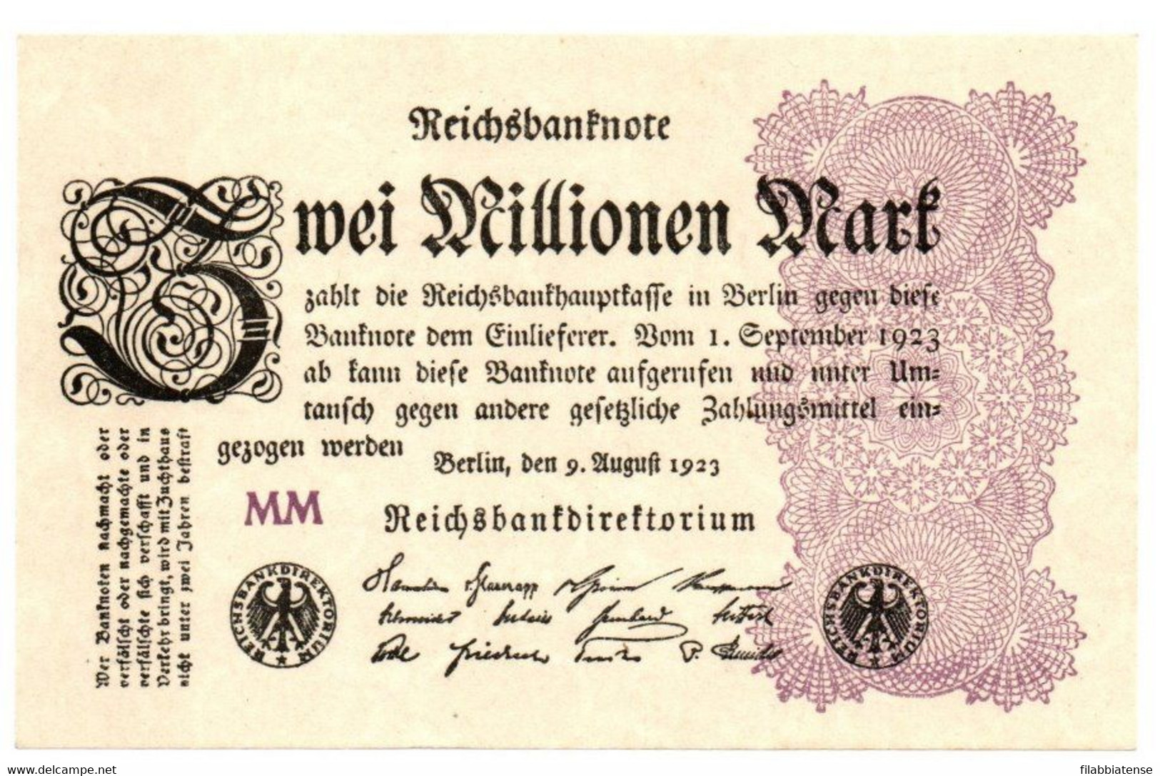 1923 - Germania 2.000.000 Mark - 2 Mio. Mark